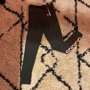 adidas leggings with colored logo down the leg